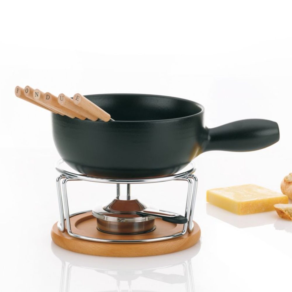 Levně KELA Sýrové fondue NATURA keramika, nerez, chrom, dřevo KL-61306