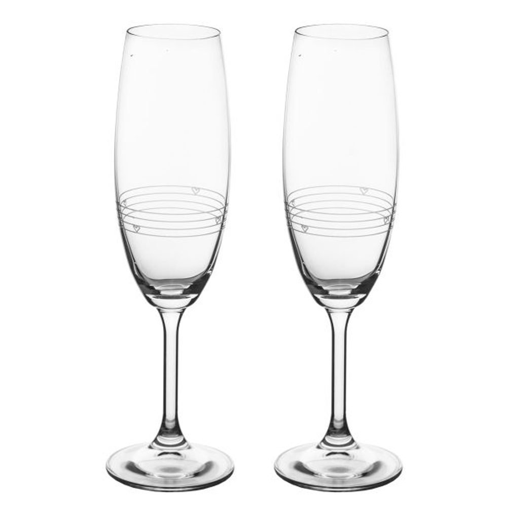 Levně sklen. 220ml, 2ks, d4,5x6,5, v.23,cm, SRDÍČKA, DB šampus