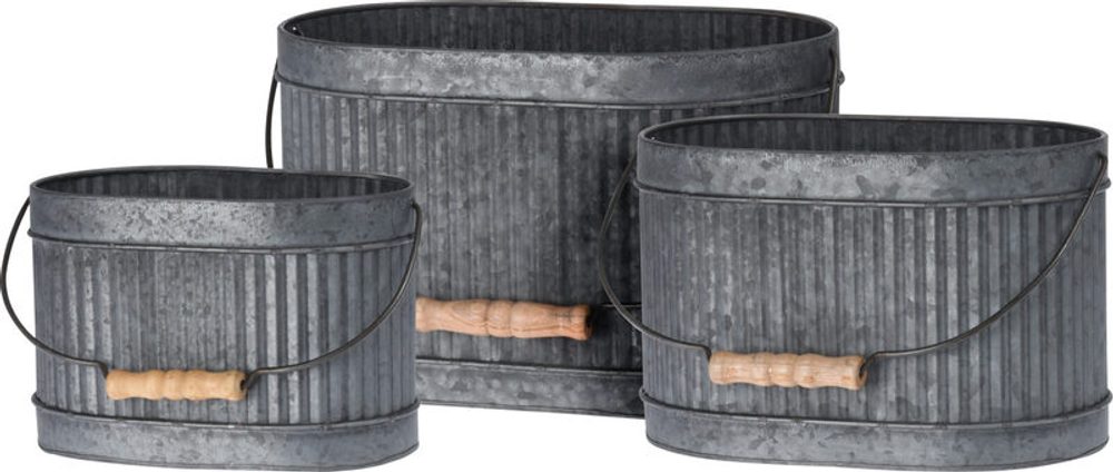 Levně HOMESTYLING Květináč dekorativní sada 3 ks FLOWERS GARDEN ovál KO-FZ3000930