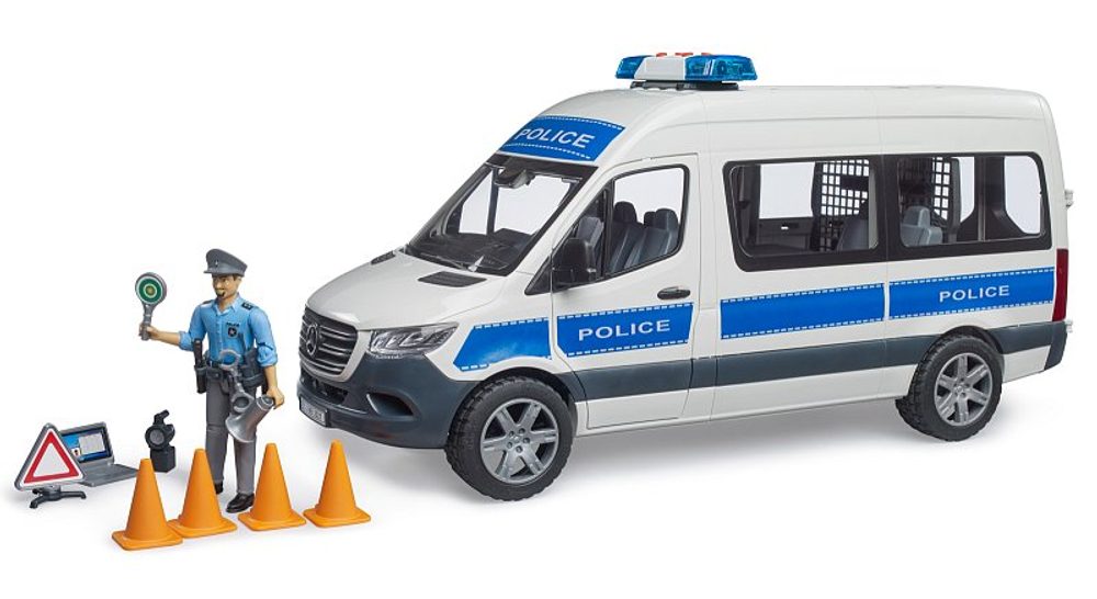Levně BRUDER Konstrukční vozy - MB Sprinter Policie s majákem