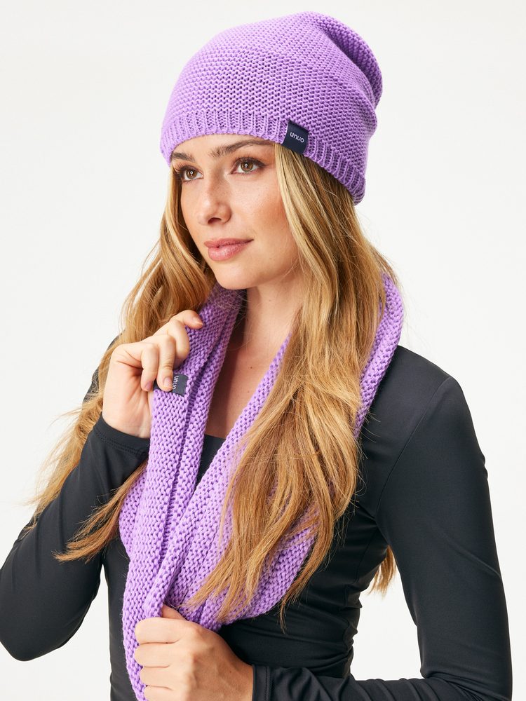 Levně Unuo Dámská čepice pletená Warm, Lila - Dámská (56-58 cm)