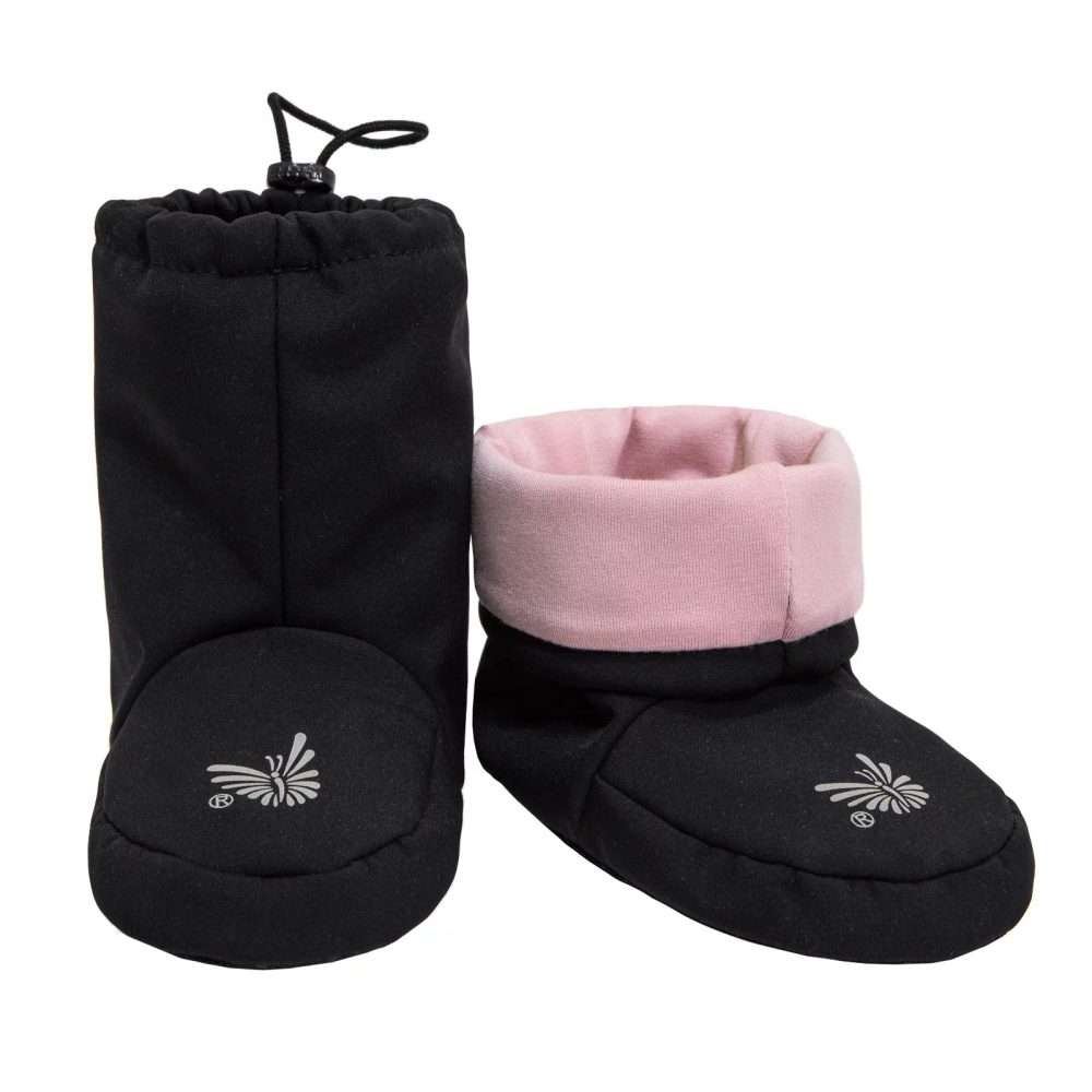 Levně ESITO Barefoot softshellové capáčky Bambus Sensitive - 2 ( 10 - 18 měsíců ) / černá / růžová - 5 - délka stélky: 15 cm černá / růžová