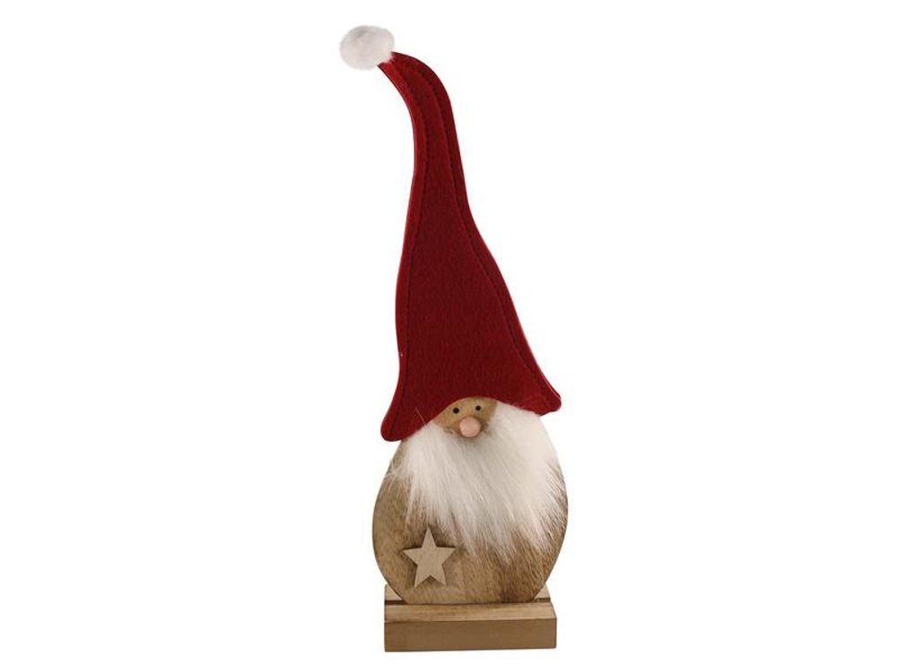 Levně SVENSKA LIVING SANTA CLAUS PLSTĚNÝ NA DŘEVĚNEM PODSTAVCI 29CM ČER