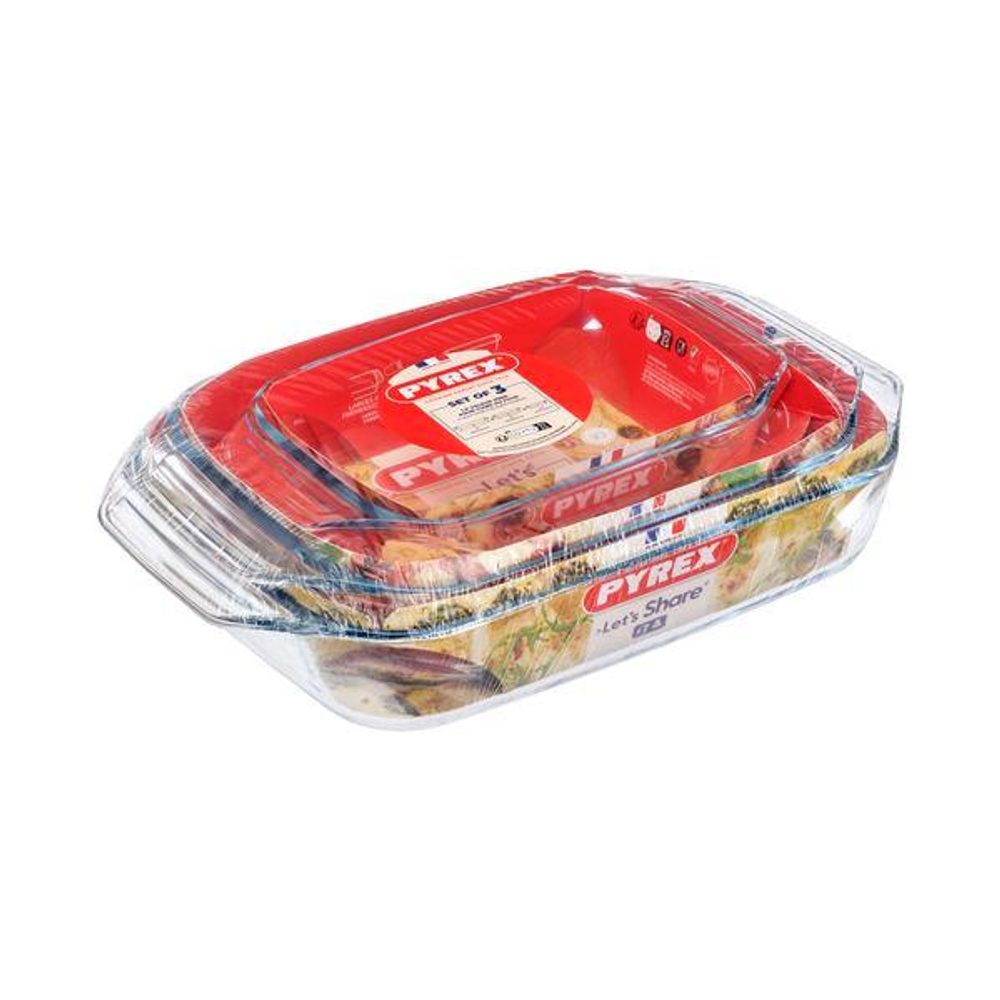 Levně Pyrex SADA PEKÁČŮ PYREX 3KS, 1,4L+3L+4L, SKLO