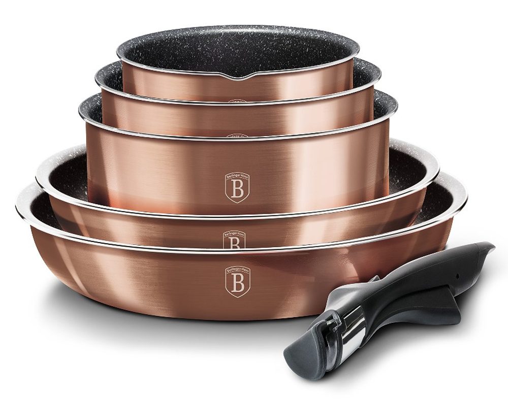 Levně BERLINGERHAUS Sada nádobí s odnímatelnou rukojetí 12 ks Rosegold Metallic Line BH-1591