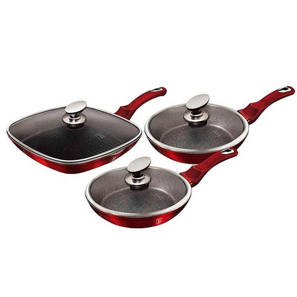 Levně BERLINGERHAUS Sada pánví s mramorovým povrchem 6 ks Burgundy Metallic Line BH-6189