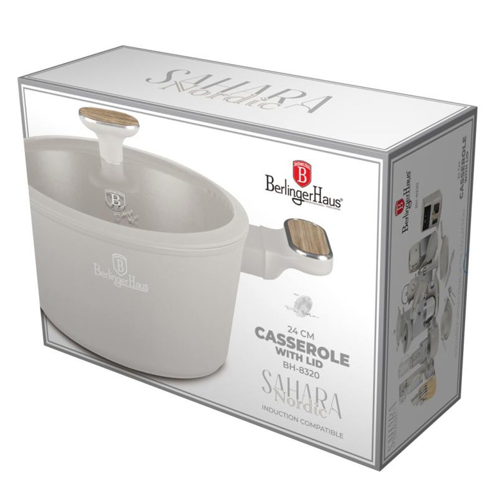 BERLINGERHAUS Kastrol s titanovým povrchem a poklicí 24 cm Sahara Nordic Collection BH-8320