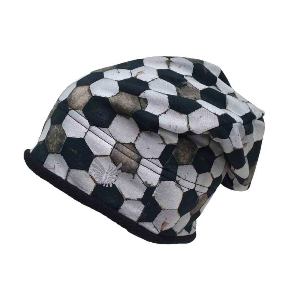 Levně ESITO Dětská zimní čepice spadená Mozaika black - černá - 42 černá