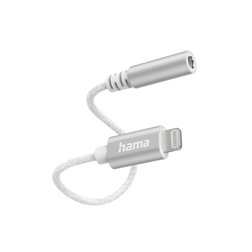 Levně Hama MFi audio adaptér Lightning na jack 3,5 mm pro Apple, aktivní, alu