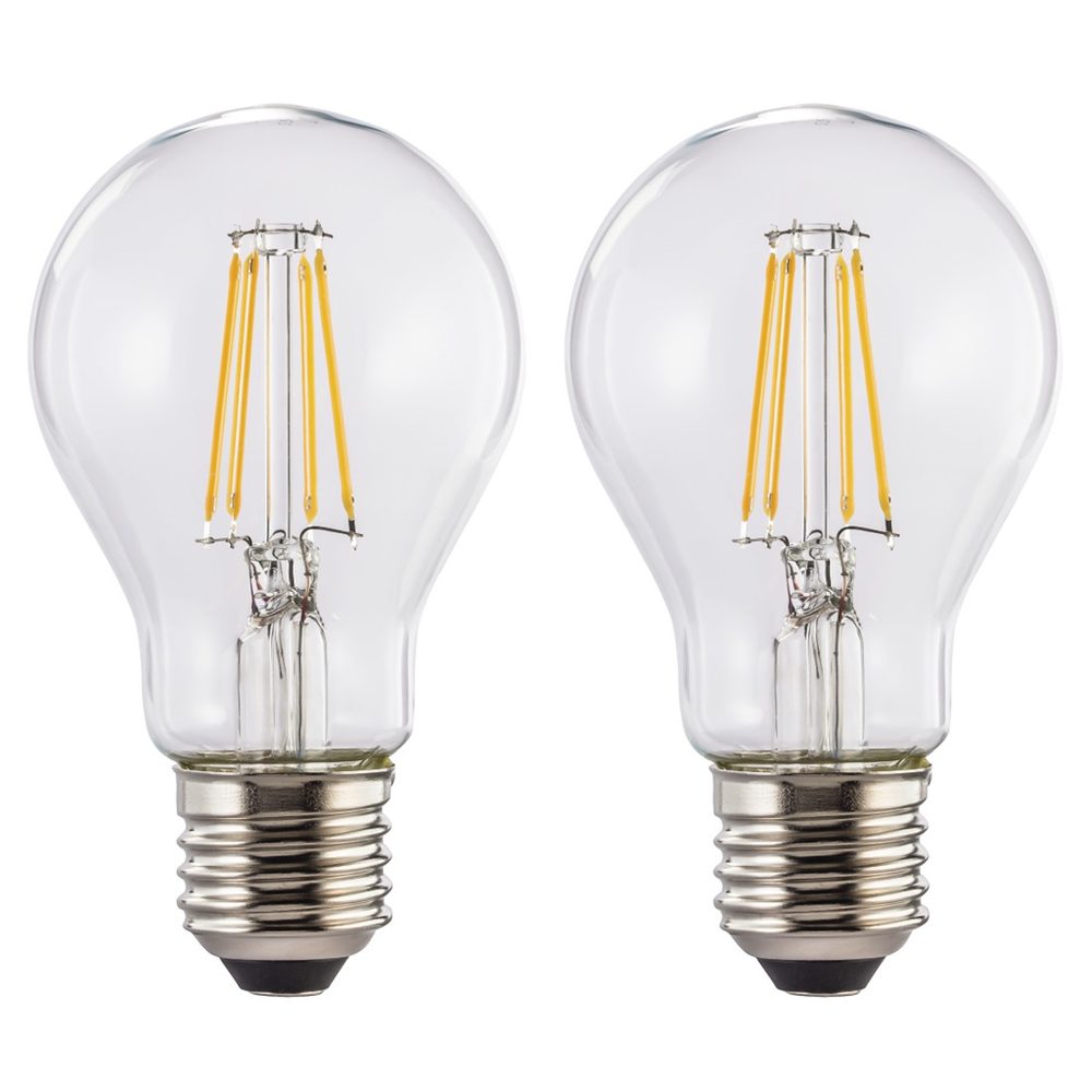 Levně Xavax LED Filament žárovka, E27, 806 lm (nahrazuje 60 W), teplá bílá, čirá, 2 ks v krabičce