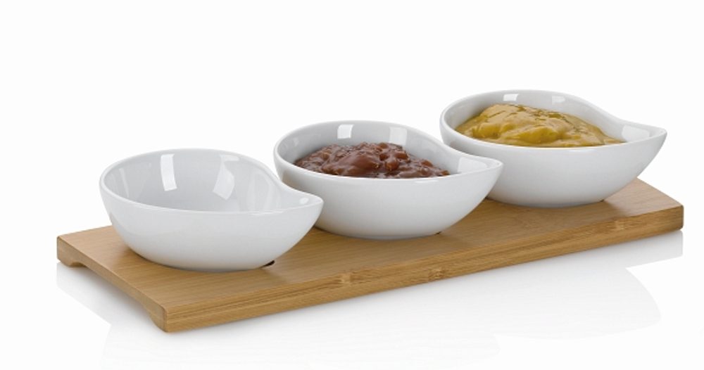 Levně KELA Servírovací misky PHILIPA 4ks porcelán/bambus KL-12260