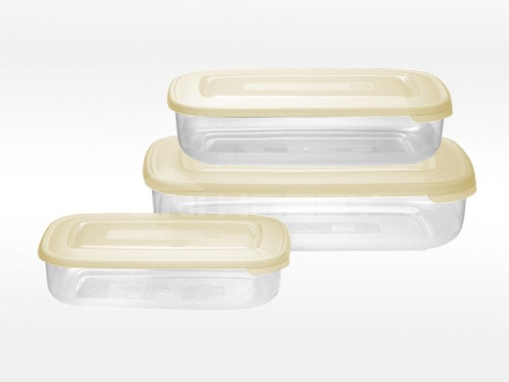 Levně box-sada 3ks, 3,0l, 1,88l, 0,93l, obd. bílý, plast
