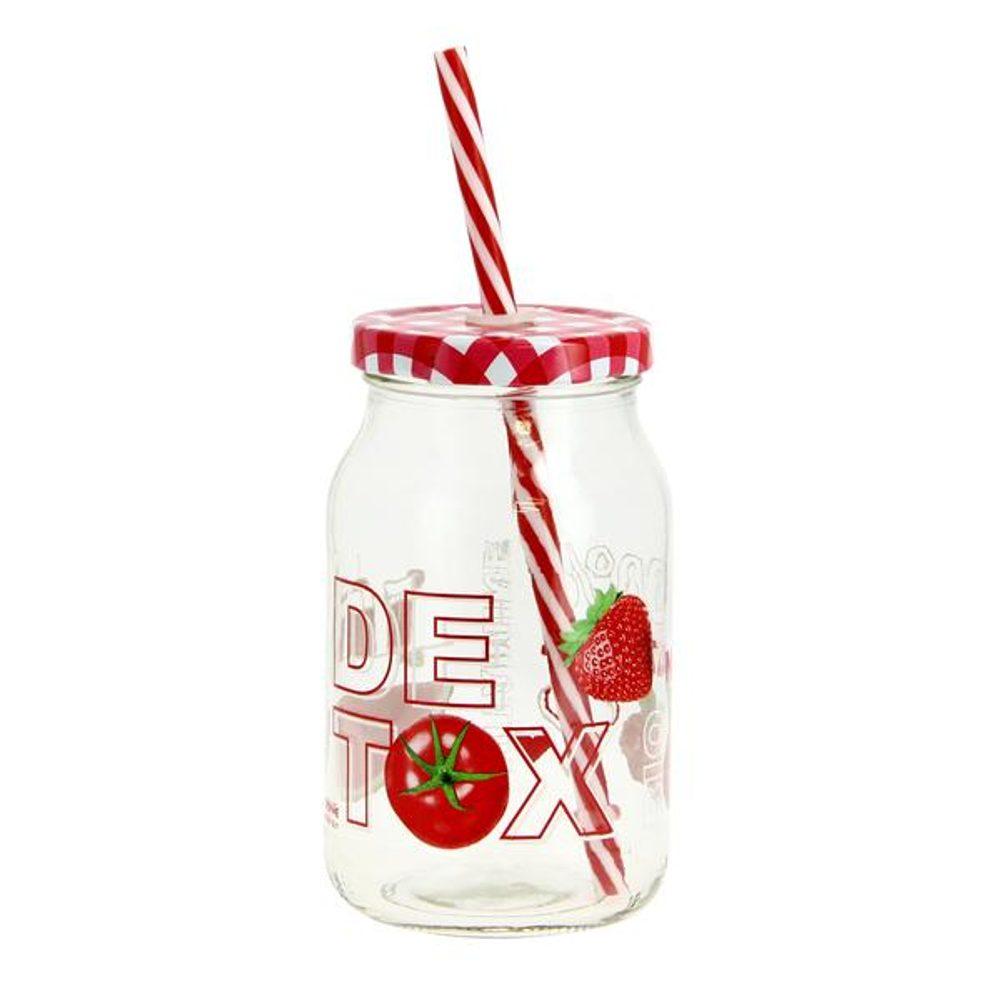 Levně CERVE SKLENICE S BRČKEM 450ML DETOX ASS