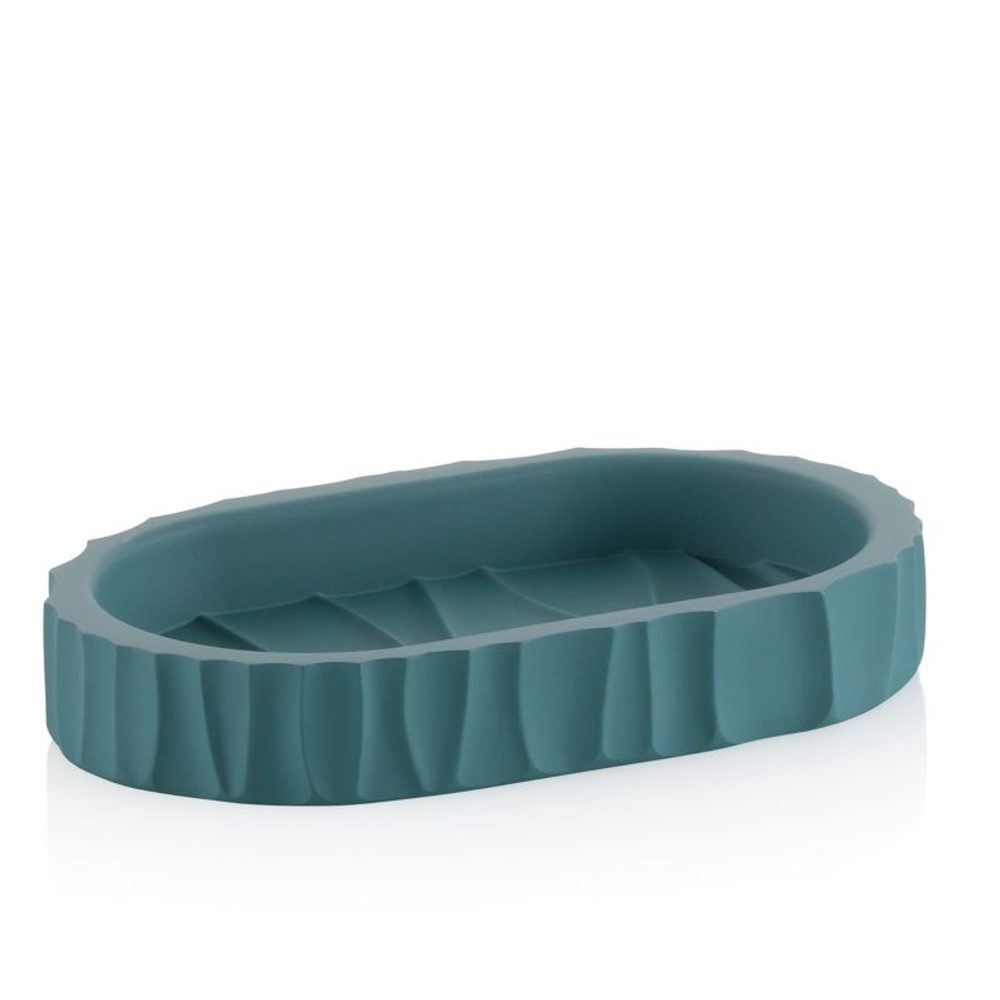 Levně KELA Miska na mýdlo Merida polyresin petrol 15,0x9,0x2,5cm KL-23772
