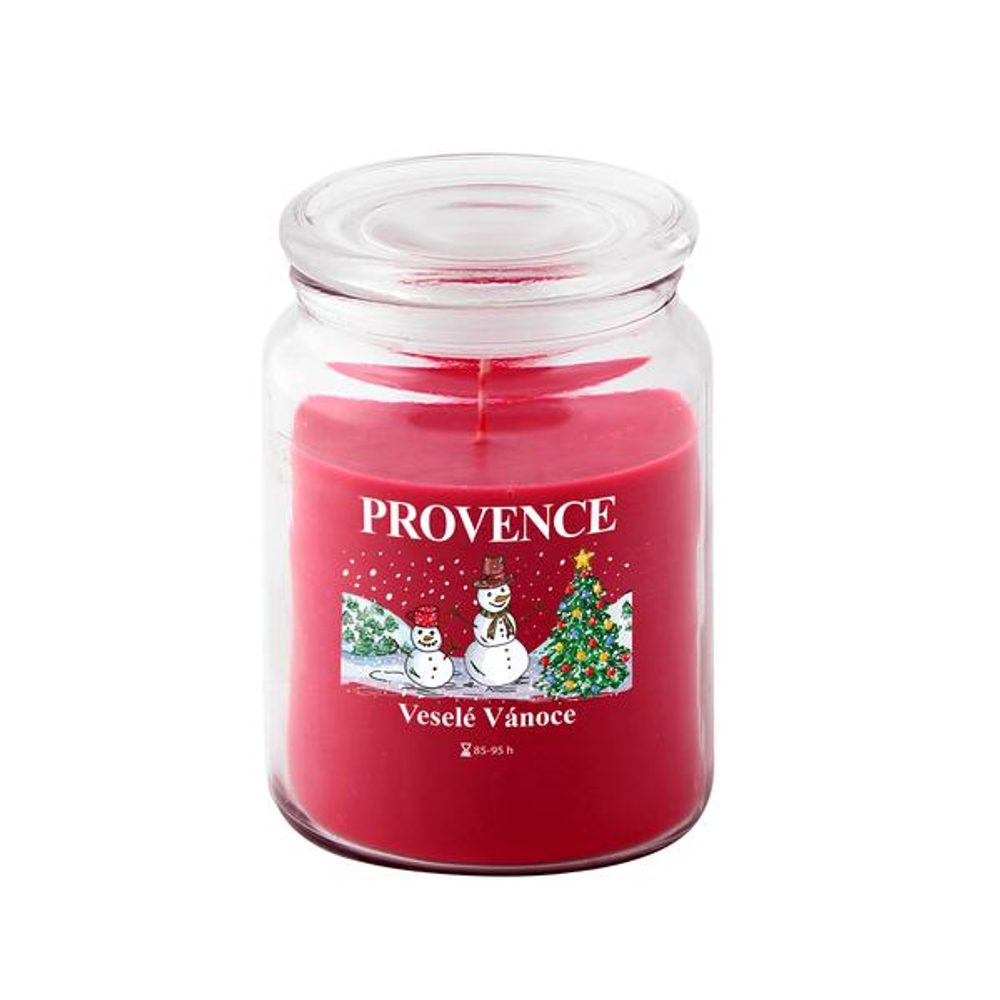 Levně Provence SVÍČKA VE SKLE S VÍČKEM 510G SNĚHULÁK