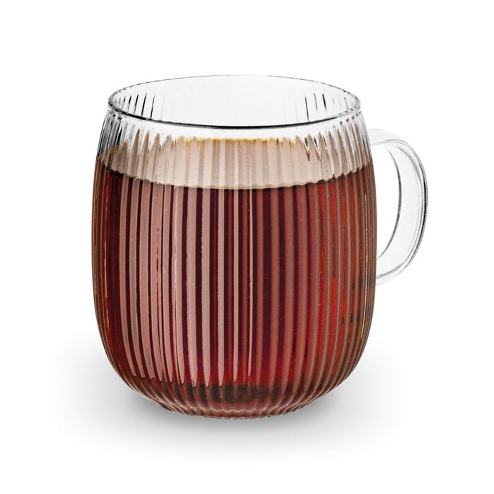 Levně hrnek 380ml ESTHER, pásky, var.sklo (min.obj.6ks)