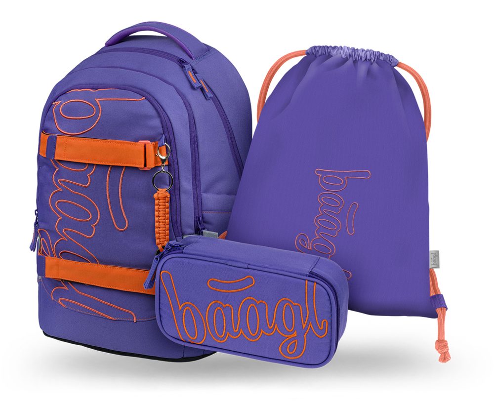 Levně BAAGL SET 3 Skate Max Orange: batoh, penál, sáček GRS