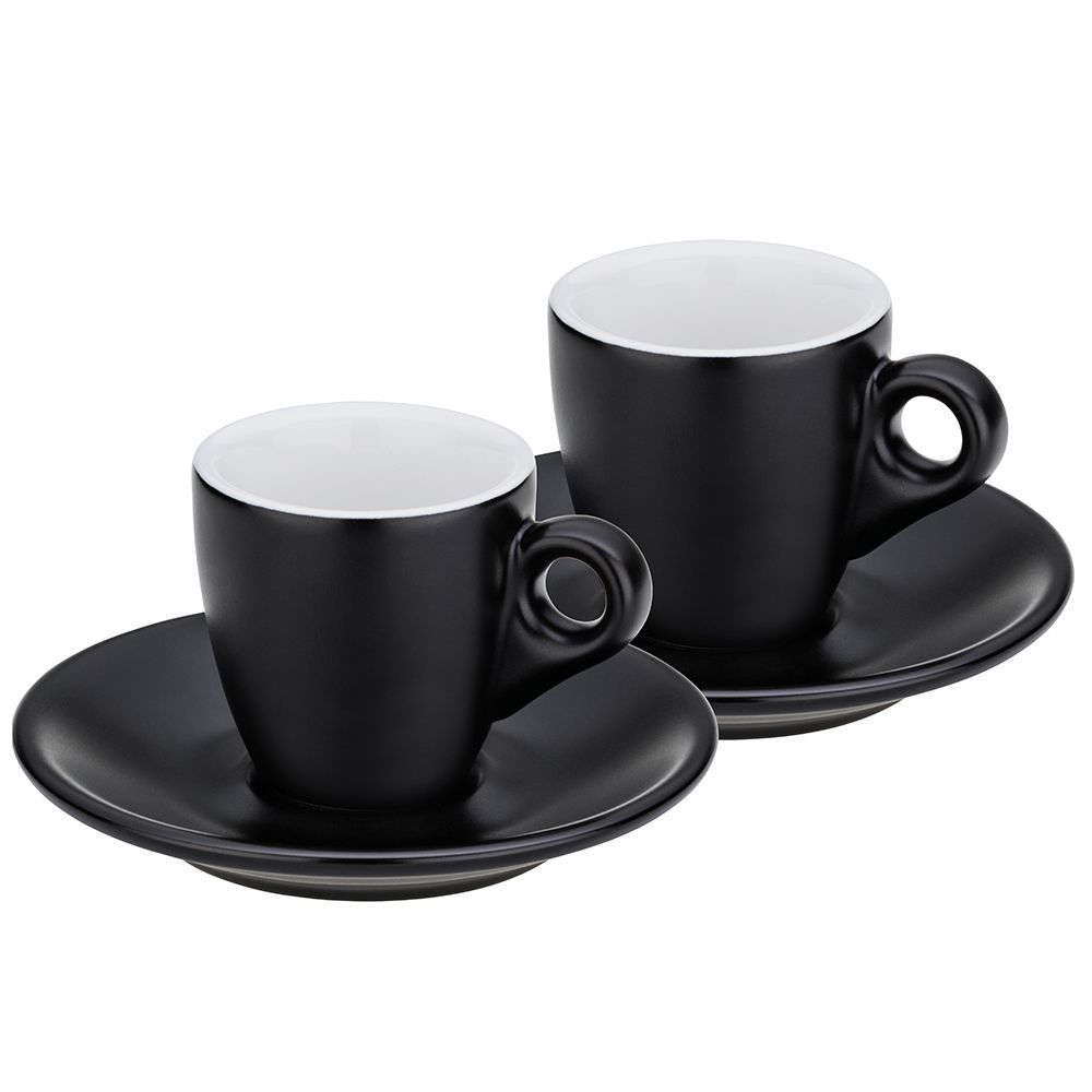 Levně KELA Hrnek na espresso s podšálkem sada 4 ks MATTIA černá KL-12750