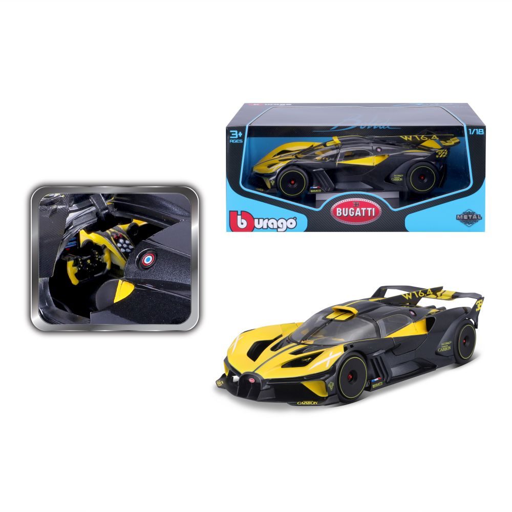 Levně Bburago 1:18 TOP Bugatti Bolide Yellow/Black