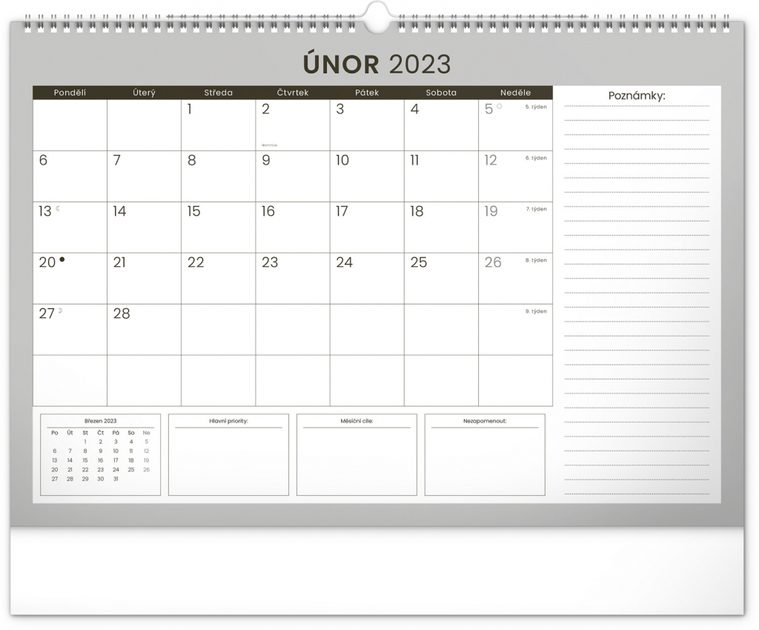Nástěnný plánovací kalendář Černý 2023, 48 × 33 cm Baagl - BAAGL -  Kalendáře nástěnné - Kalendáře - Modadeti.cz - Vše pro děti
