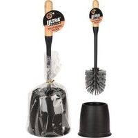 WC souprava, plast+dřevo, černá mat