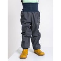 unuo Batolecí softshellové kalhoty s fleecem Antracitové + reflexní obrázek Evžen (Softshell toodler trousers)