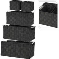 HOMESTYLING Sada úložných košíků s rukojeťmi 5 ks černá KO-MA1000630