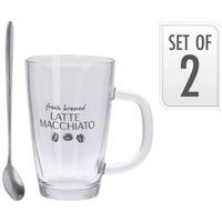 sklen. 300ml, 2ks, MACCHIATO se lžičkami