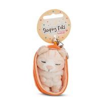 NICI NICI klíčenka spící Kočička béžová 8cm, oranžový košík, GREEN