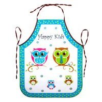 zástěra SOVY, modrá J505 dětská 64x50cm