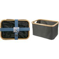 BATHROOM SOLUTIONS Koš úložný na prádlo s bambusovým okrajem obdélníkový 45 x 25 cm KO-170495140