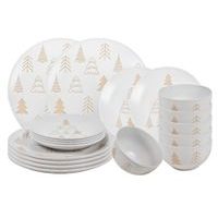 HIT Jídelní sada talířů Vánoční 18 ks White Trees HT-23106422