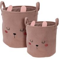HOMESTYLING Dětský úložný koš na prádlo i hračky válec sada 2 ks růžová KO-HZ1993030ruzo
