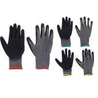 rukavice 1 pár, PES+PVC, ČERNÉ, 3druhy lemu, zahradní