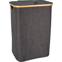 BATHROOM SOLUTIONS Koš na prádlo s bambusovým okrajem 40 x 30 x 60 cm tmavě šedá KO-170495170