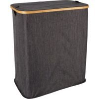 BATHROOM SOLUTIONS Koš na prádlo s bambusovým okrajem 54 x 33 x 60 cm tmavě šedá KO-170495180