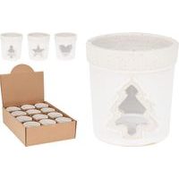 svícen 7x8cm, 3druhy, béžový, keramika