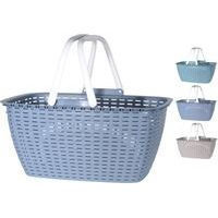 košík nákup.43x30x21,5cm RATAN, 3barvy, plast