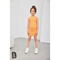 Bavlněné přiléhavé dětské šaty pomerančové