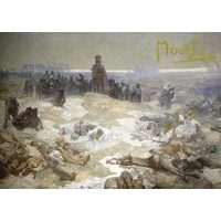 Pohled Alfons Mucha Slovanská epopej – Bitva grunwaldská, krátký Baagl