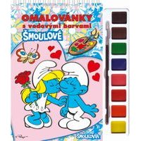 Omalovánky s vodovými barvami a štětcem - Šmoulové