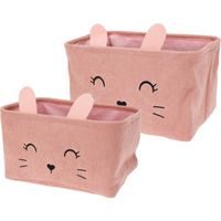 HOMESTYLING Dětský úložný koš na prádlo i hračky kvádr sada 2 ks růžová KO-HZ1993160ruzo