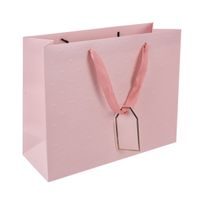 O Taška papír dárková vytlač. srdíčka 31x12x26 cm růžová