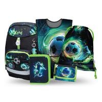 BAAGL SET 5 Airy Plus Fotbal: batoh, penál, sáček, zástěra, peněženka