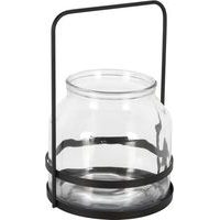 svícen 16,6x25cm, na čaj. svíčku, sklo+kov