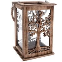 lucerna 25cm, STROM ŽIVOTA, 16x16cm, přírodní, dřevo/lano