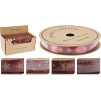 stuha text. 1,2cm x 8,0m, červená, mix druhů, dárková