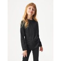 Unuo Dětské merino triko s dlouhým rukávem, Černá