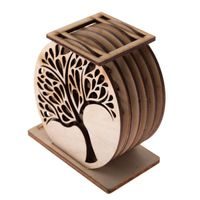 podtácek d cm, 6ks, stojan, dekor STROM, dřevo