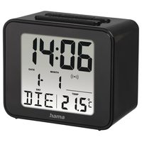 Hama Cube, digitální budík, řízený rádiovým signálem, černý